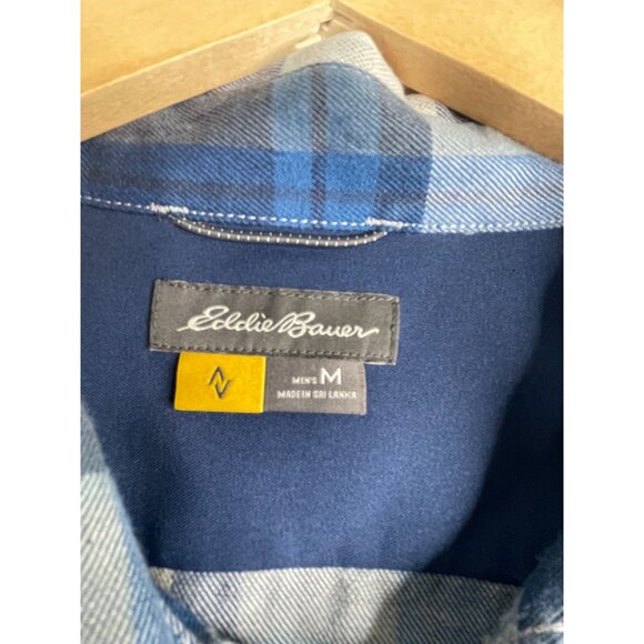 Eddie Bauer Mens Plaid Button Down Shirt size Medium Blue - Picture 2 of 6
